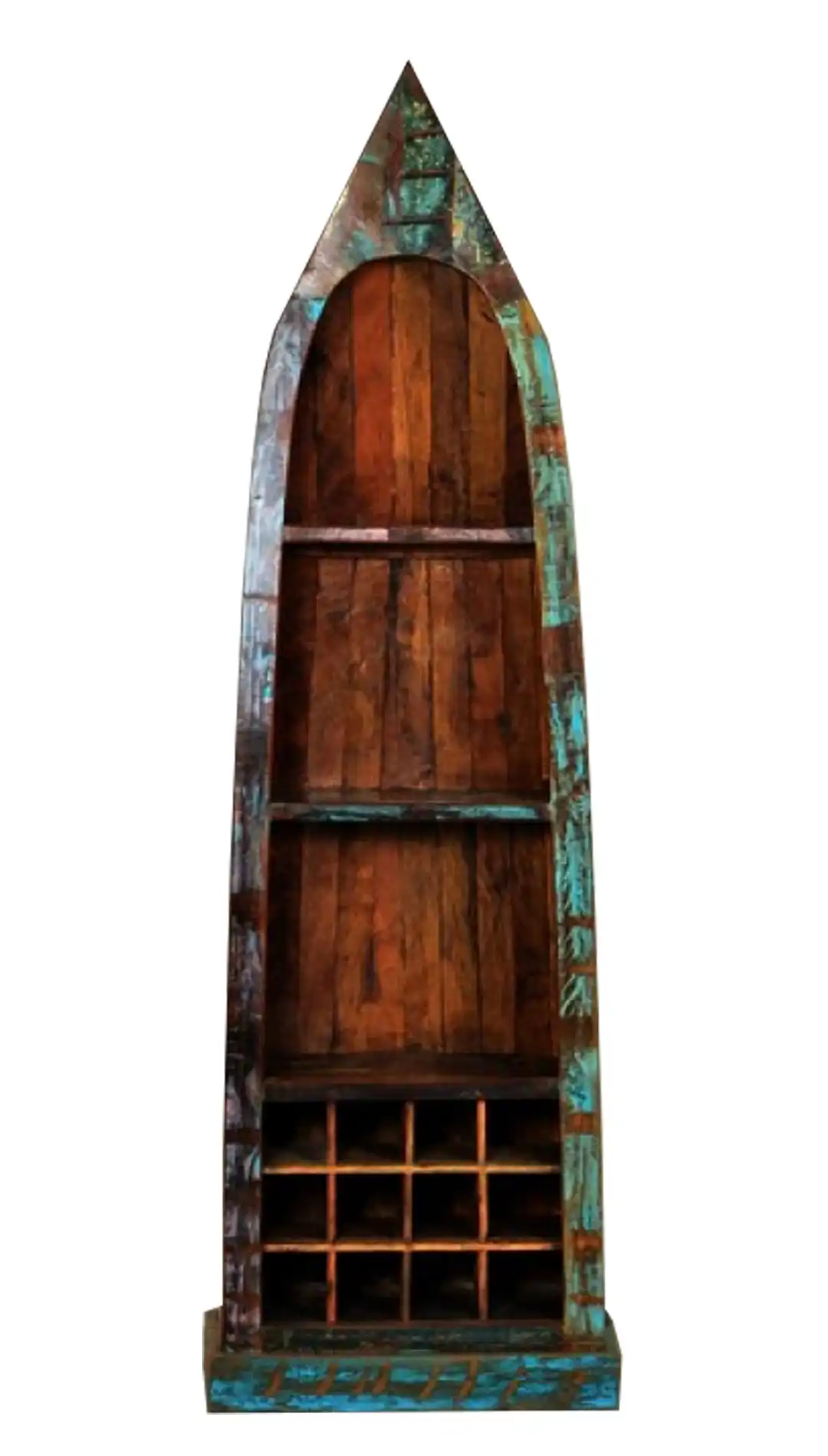 Reclaimed Wooden Boat Book Self with Bottle Holder - popular handicrafts
